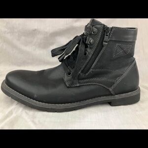 Men’s 8 Denver Hayes Black Leather Ankle Boots with Rugged Style